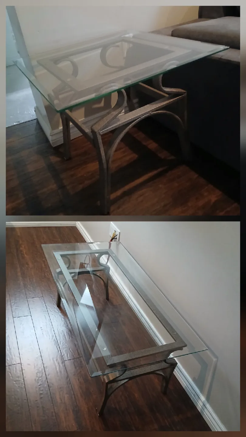Glass table set -- coffee table and side table 🏠Dufferin & Egl thumbnail