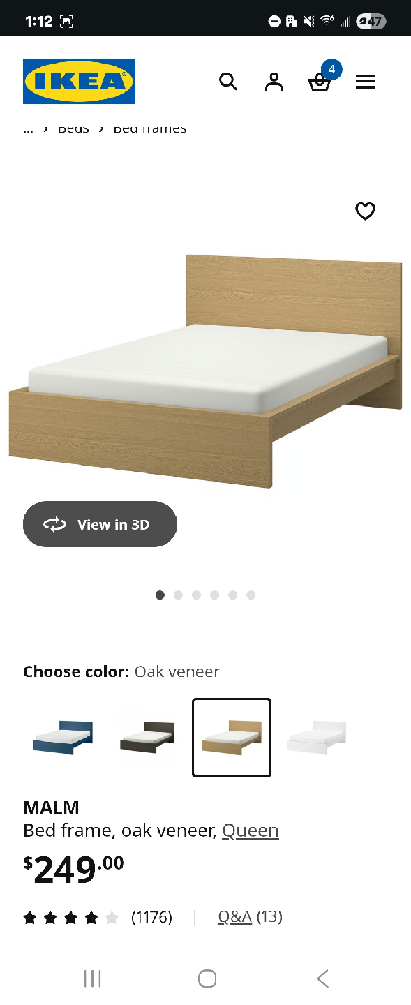 Ikea Malm Queen Bed Frame, Mattress, and under bed storage - photo 3