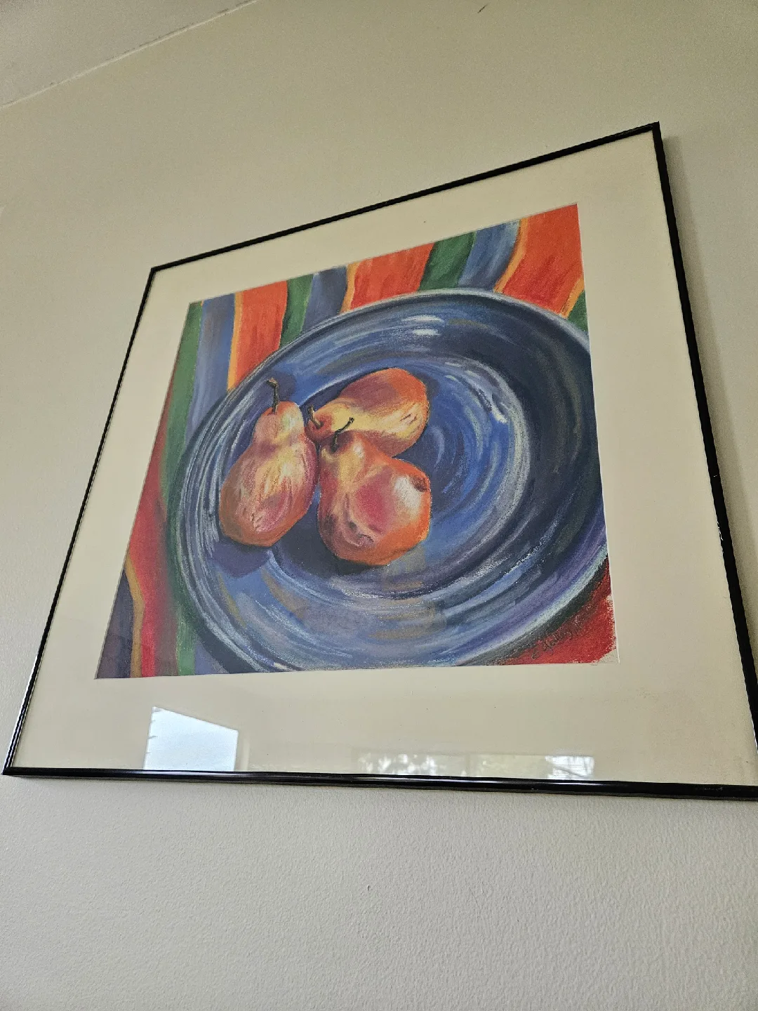 Large Signed Art Framed Pears Still Life Painting thumbnail