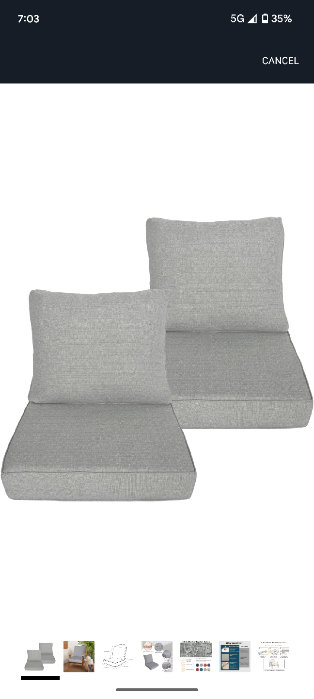 Outdoor Chair Cushions - Grey