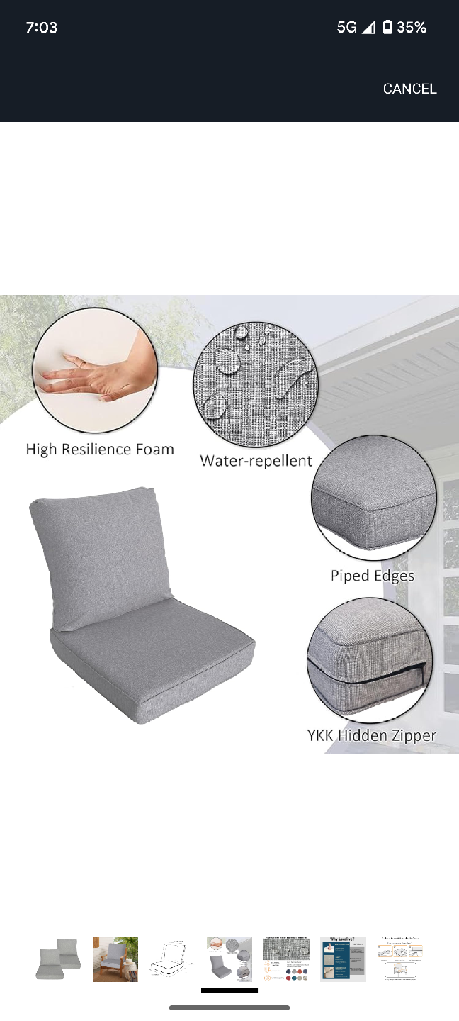 Outdoor Chair Cushions - Grey - photo 4