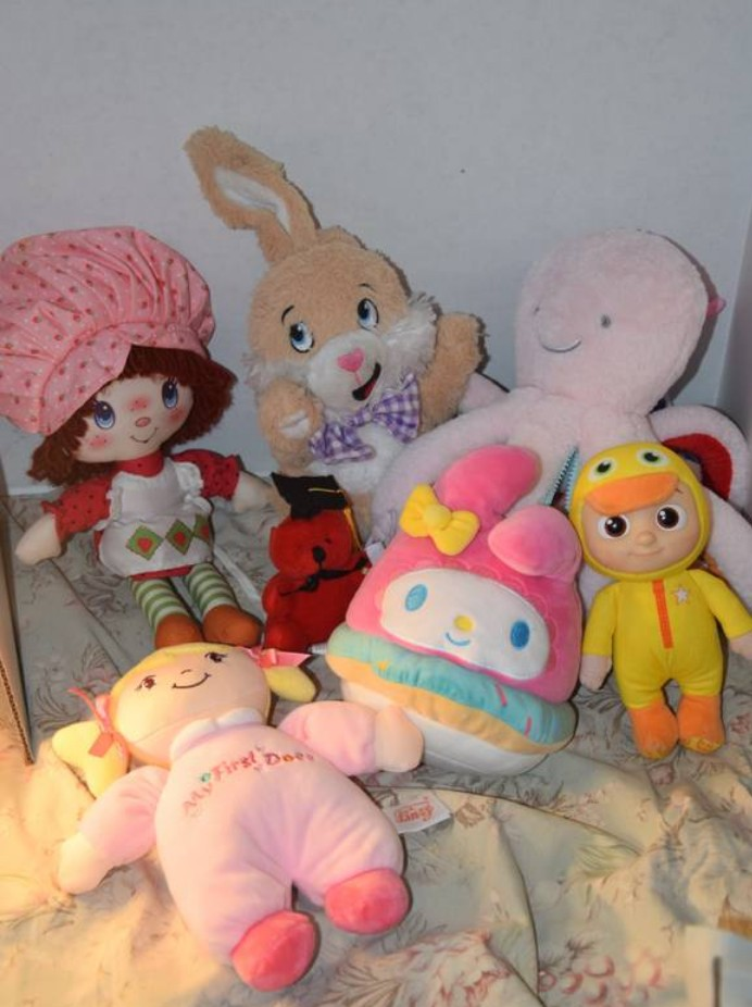 Assorted stuffed animals and toys