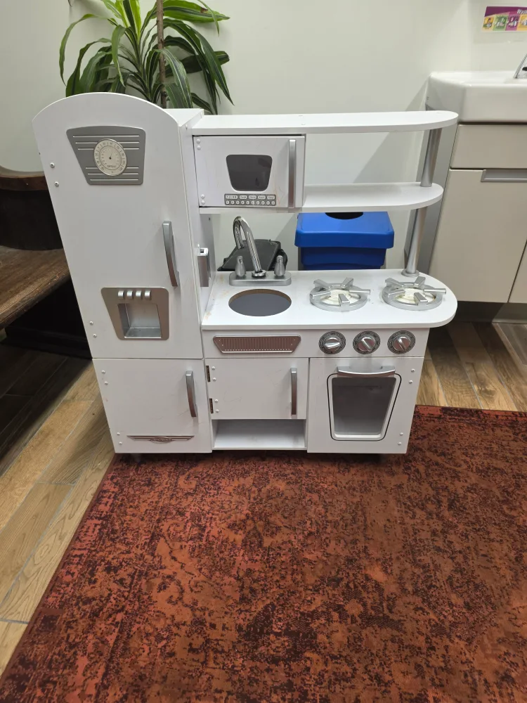 Kids White Wooden Play Kitchen thumbnail