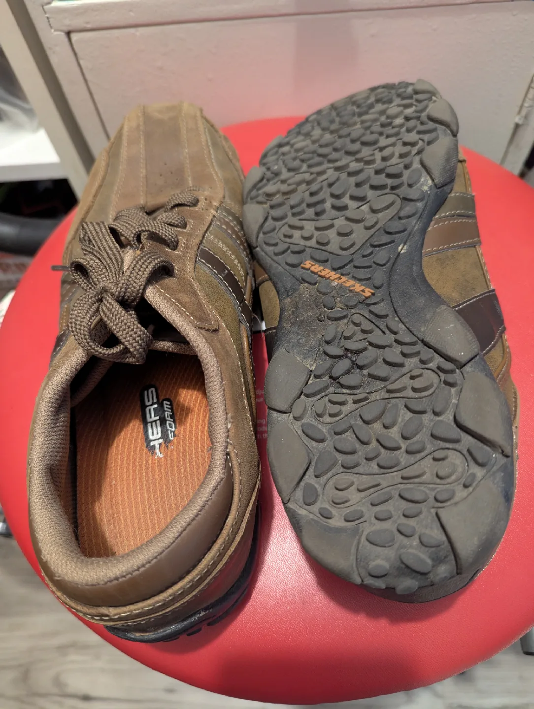 Skechers Brown Leather Loafers Size 11 thumbnail