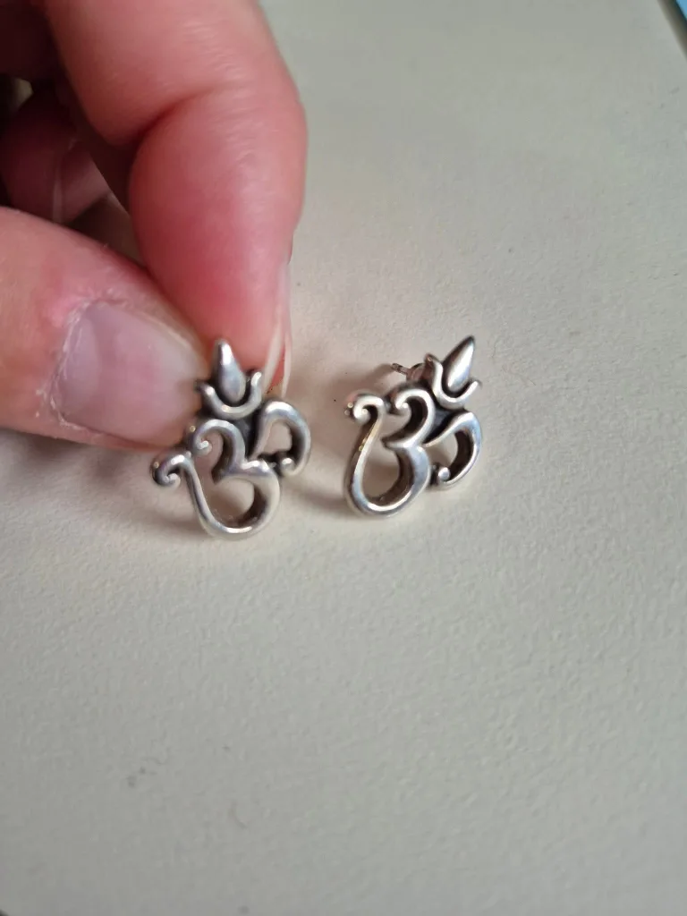 Sterling Silver Om Symbol Earrings thumbnail