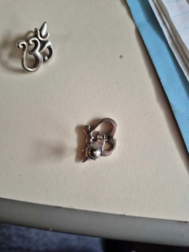 Sterling Silver Om Symbol Earrings image indicator(2)