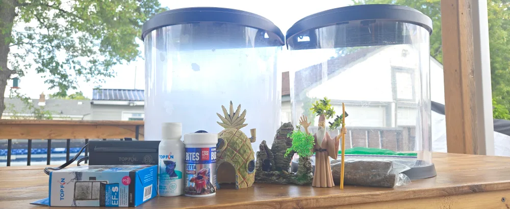 Two fish tank 5 gallon with filter and accessories thumbnail