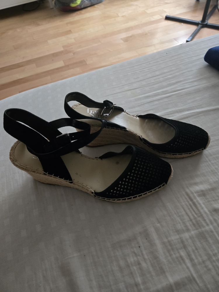 Franco Sarto Black Espadrille Wedge Sandals Size 7