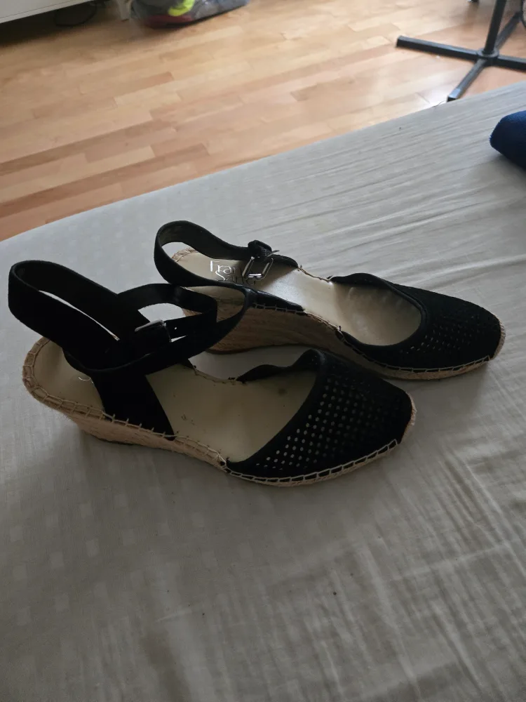 Franco Sarto Black Espadrille Wedge Sandals Size 7 thumbnail