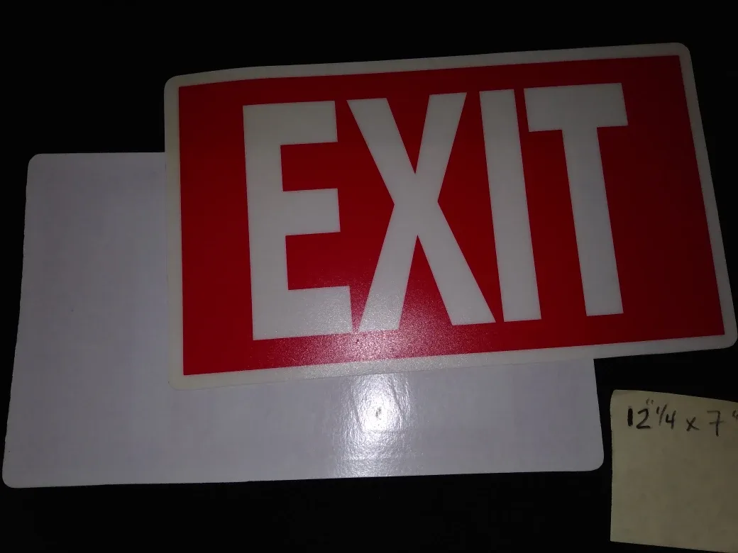 plastic  sticker back exit sign up sth danf broadv area thumbnail