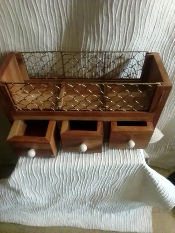 Wooden Desk Organizer with Drawers image indicator(2)