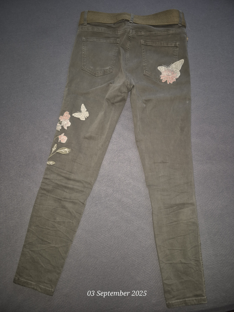 Hand Work Denim L/44 Olive Jeans with Embroidery - photo 2