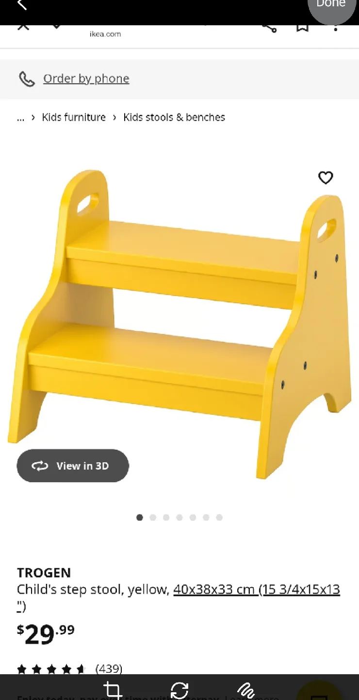 IKEA Yellow Wooden 2-Tier Shelf thumbnail