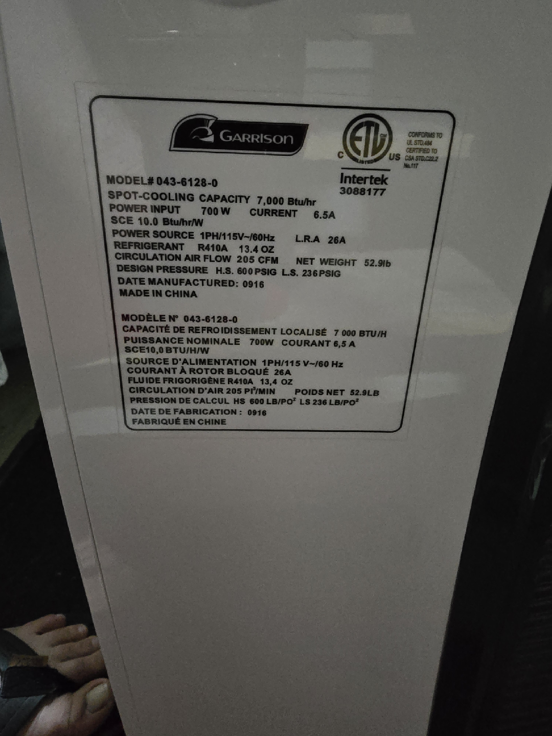 Garrison 7,000 BTU Portable Air Conditioner - photo 2