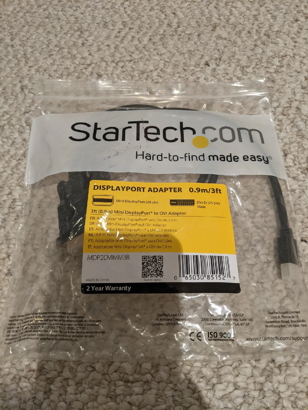 StarTech.com Mini DisplayPort to DVI Adapter 0.9m/3ft thumbnail