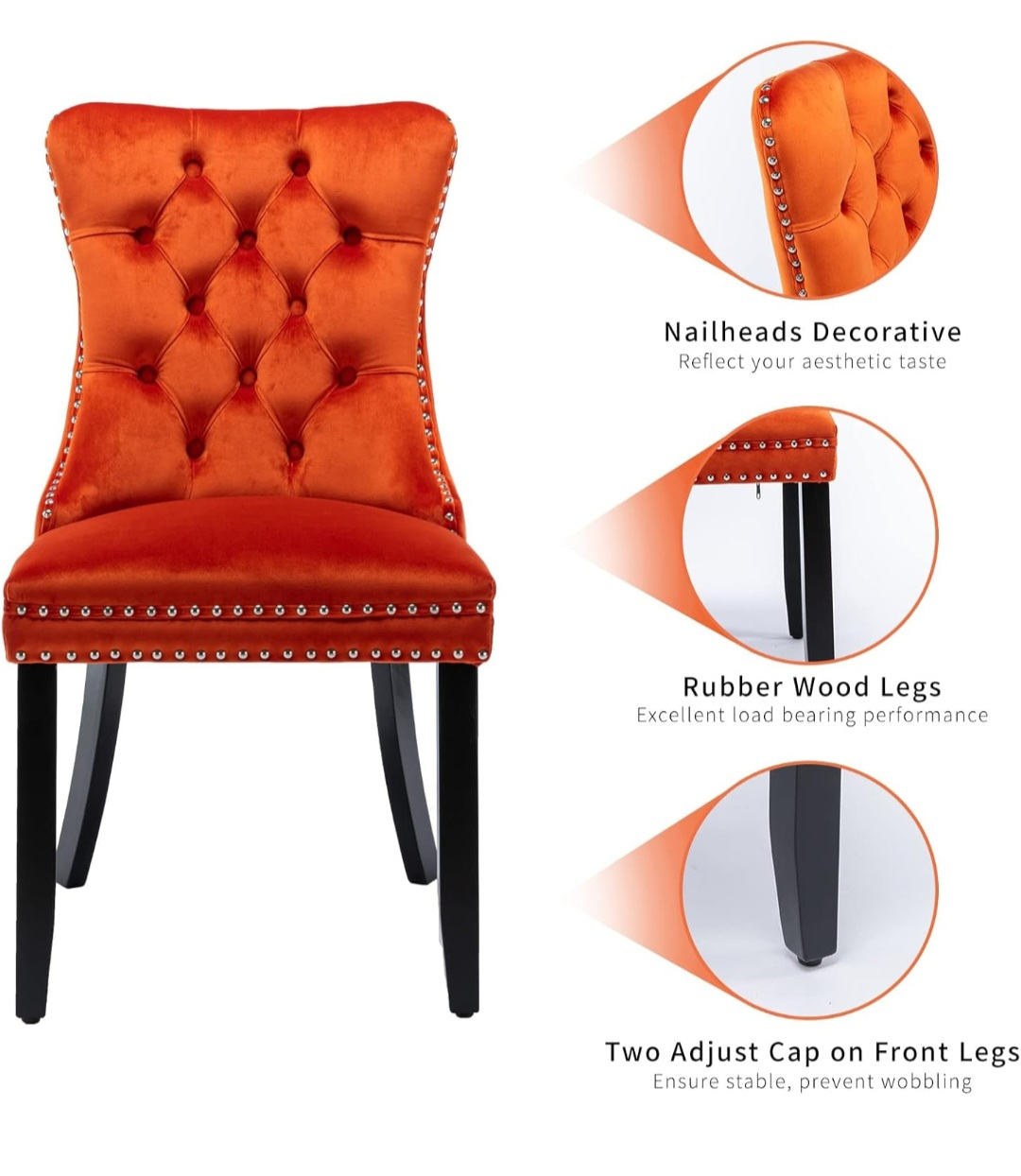 Orange Velvet Tufted Dining Chair(4 set) - photo 3