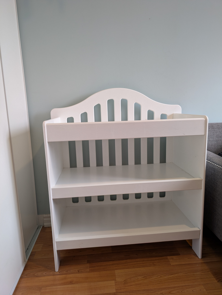 White Baby Changing Table with Shelves