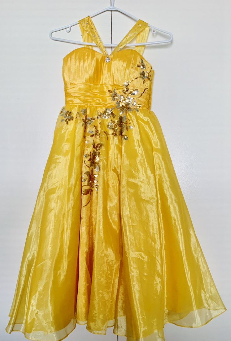 Kids gown yellow with beautiful bead work - photo 2