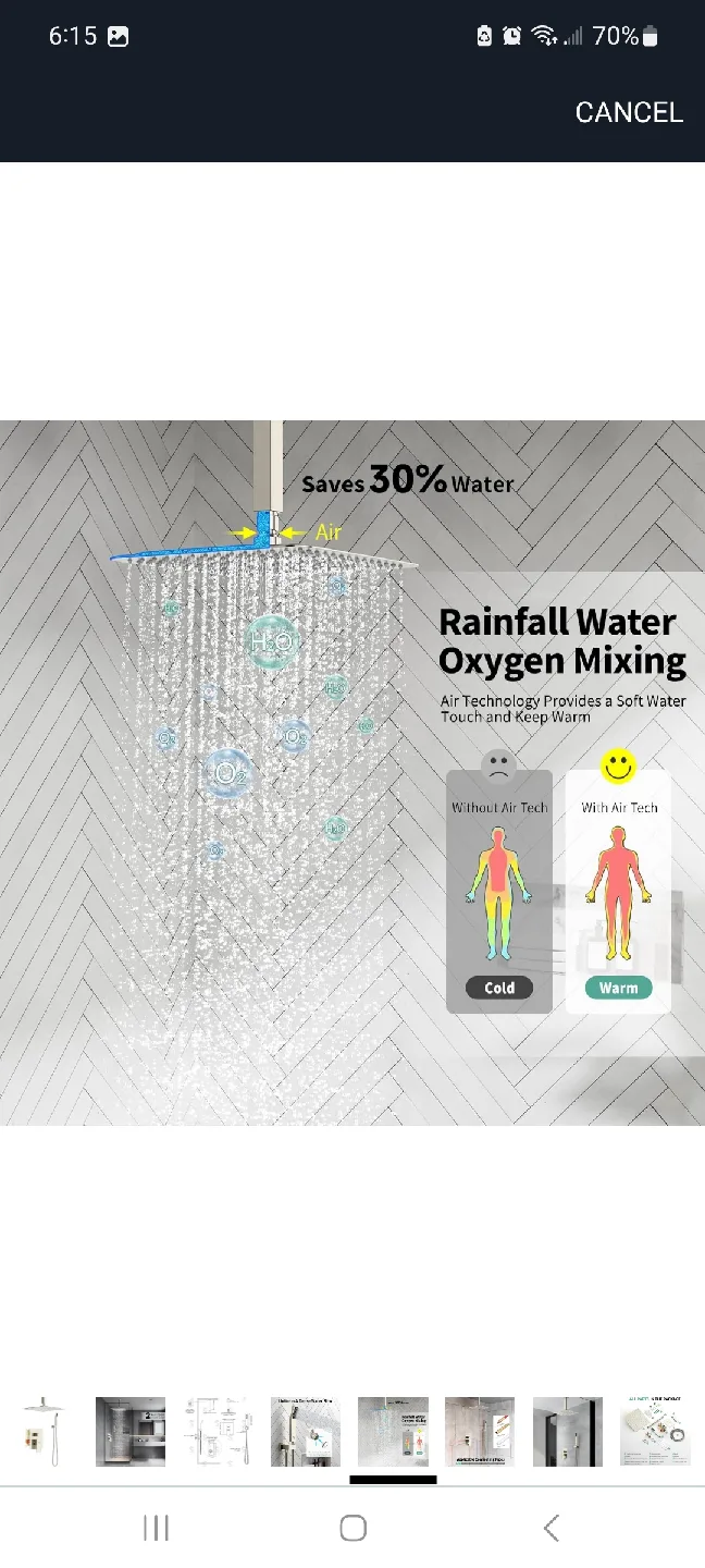 SR SUN RISE 12 Inch Ceiling Mount Shower System - New image indicator(5)