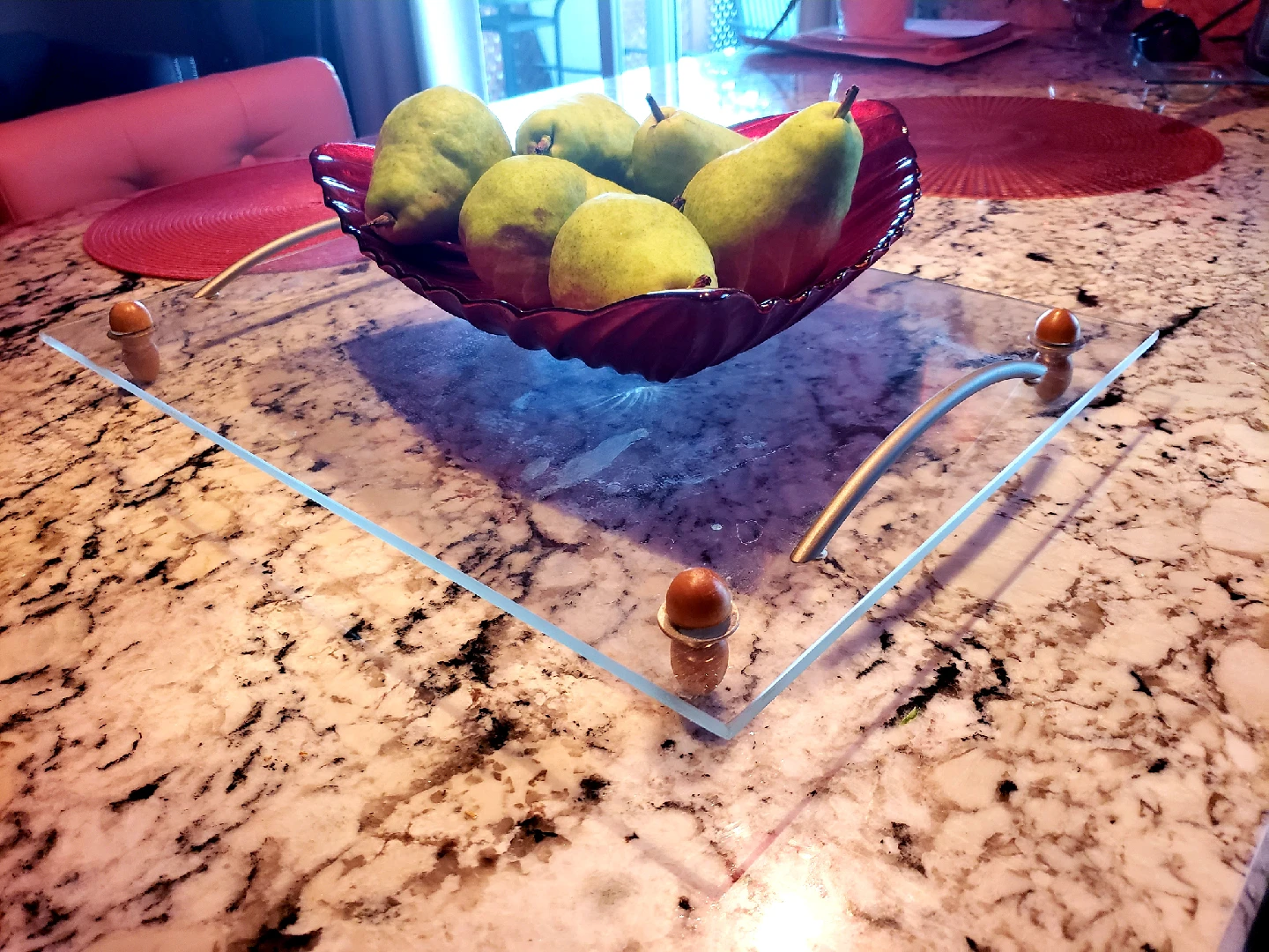 Glass Serving Tray with Handles - photo 2