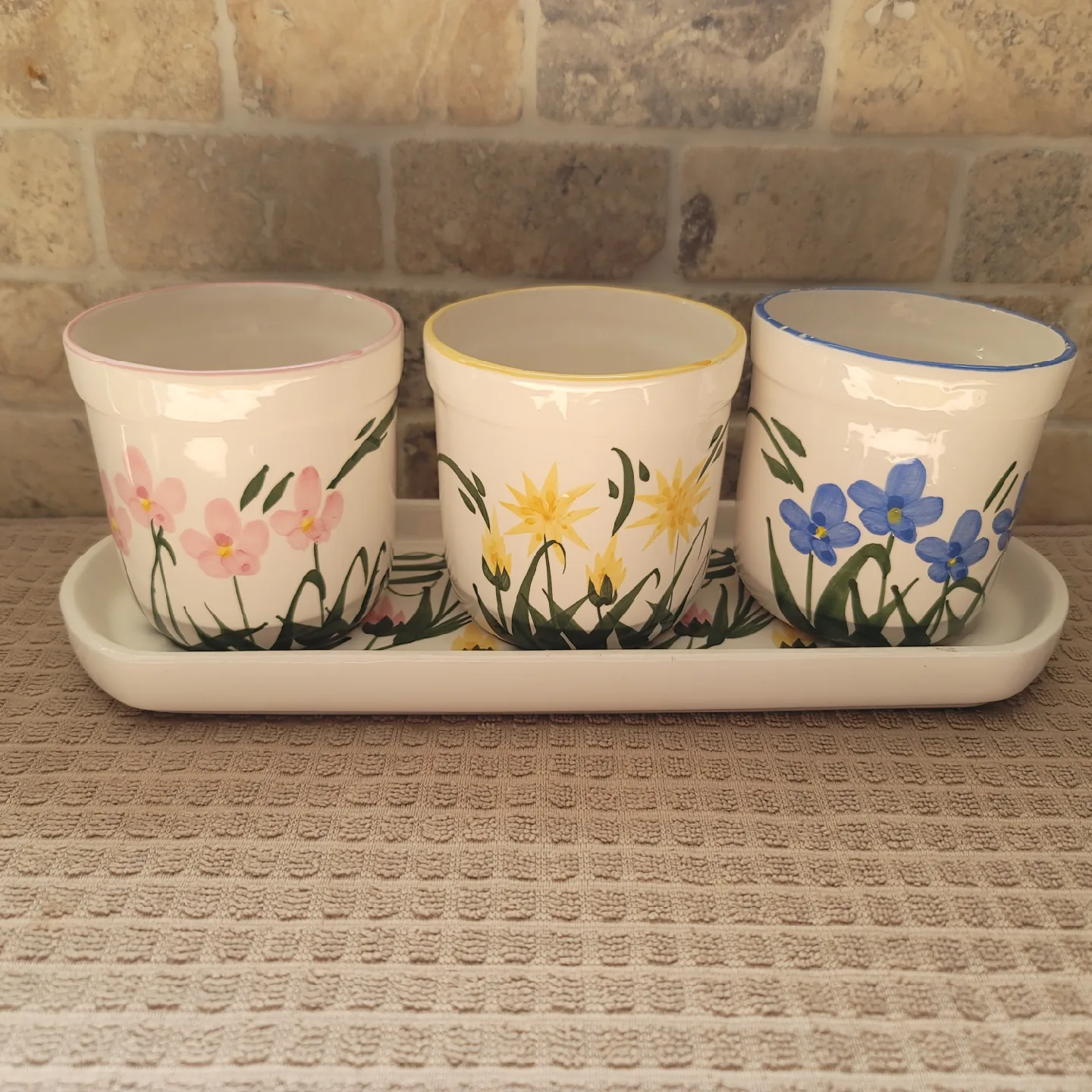🥕Floral Ceramic Pots with Tray thumbnail