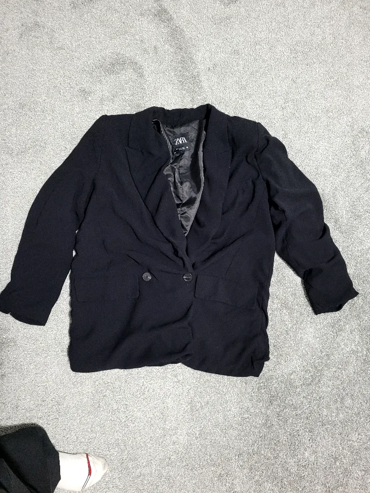 wrinkled zara Black Blazer - Size XL thumbnail
