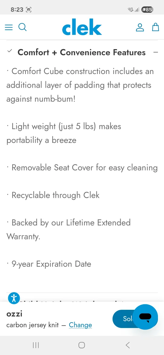 Clek Ozzi Booster Seat - Black with locking mechanism image indicator(7)