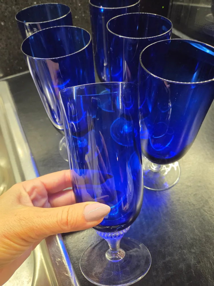 Blue Stemmed Glasses - Set of 6 image indicator(3)