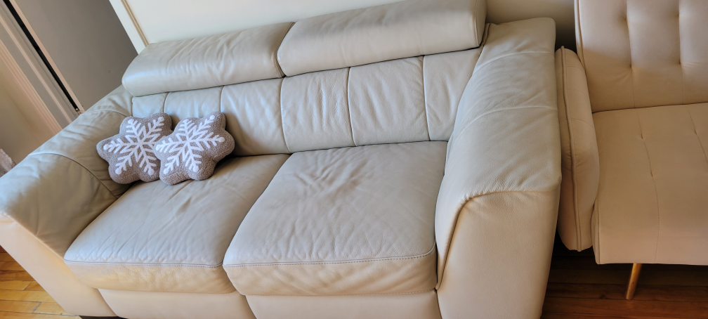 Divan 2 places en cuir beige