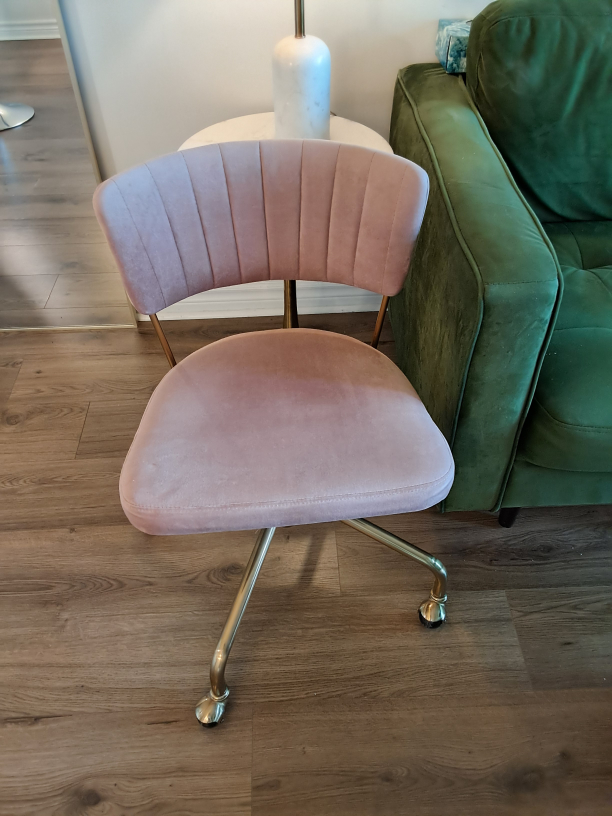 Pink Velvet & Gold Desk Chair
