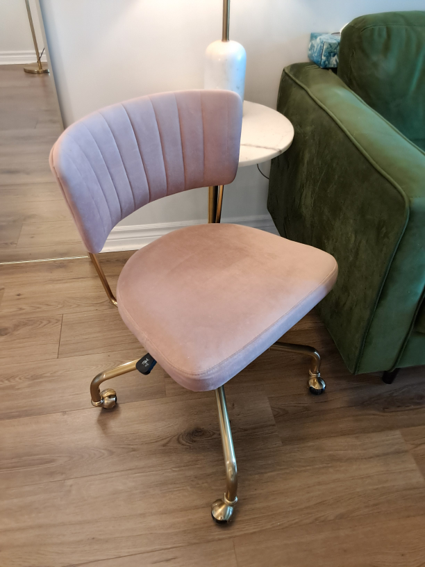 Pink Velvet & Gold Desk Chair - photo 2