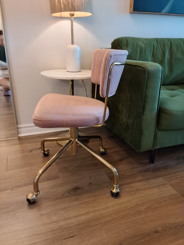 Pink Velvet & Gold Desk Chair - photo 4