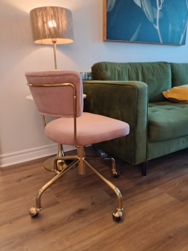 Pink Velvet & Gold Desk Chair - photo 5