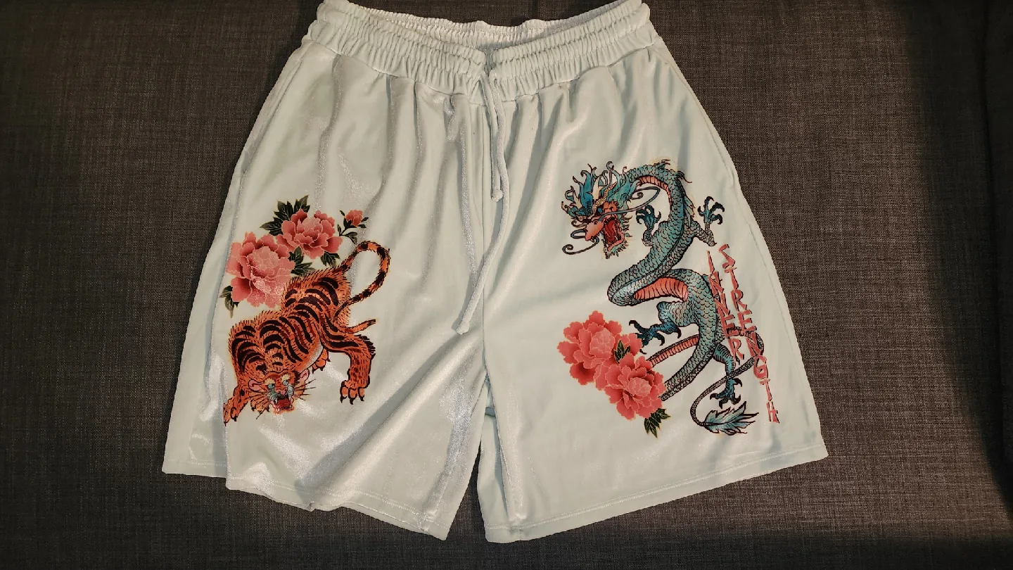 Bershka Dragon & Tiger Shorts - Size L image indicator(7)