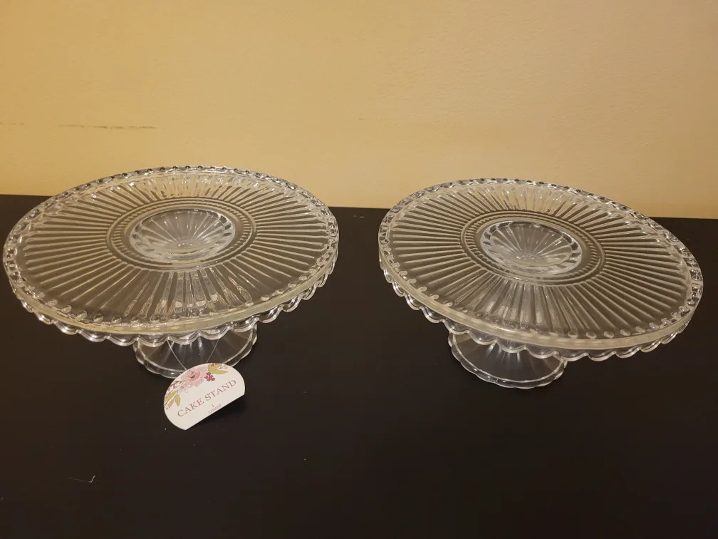 Cake Stand - Glass,  2 pieces.$5 ea