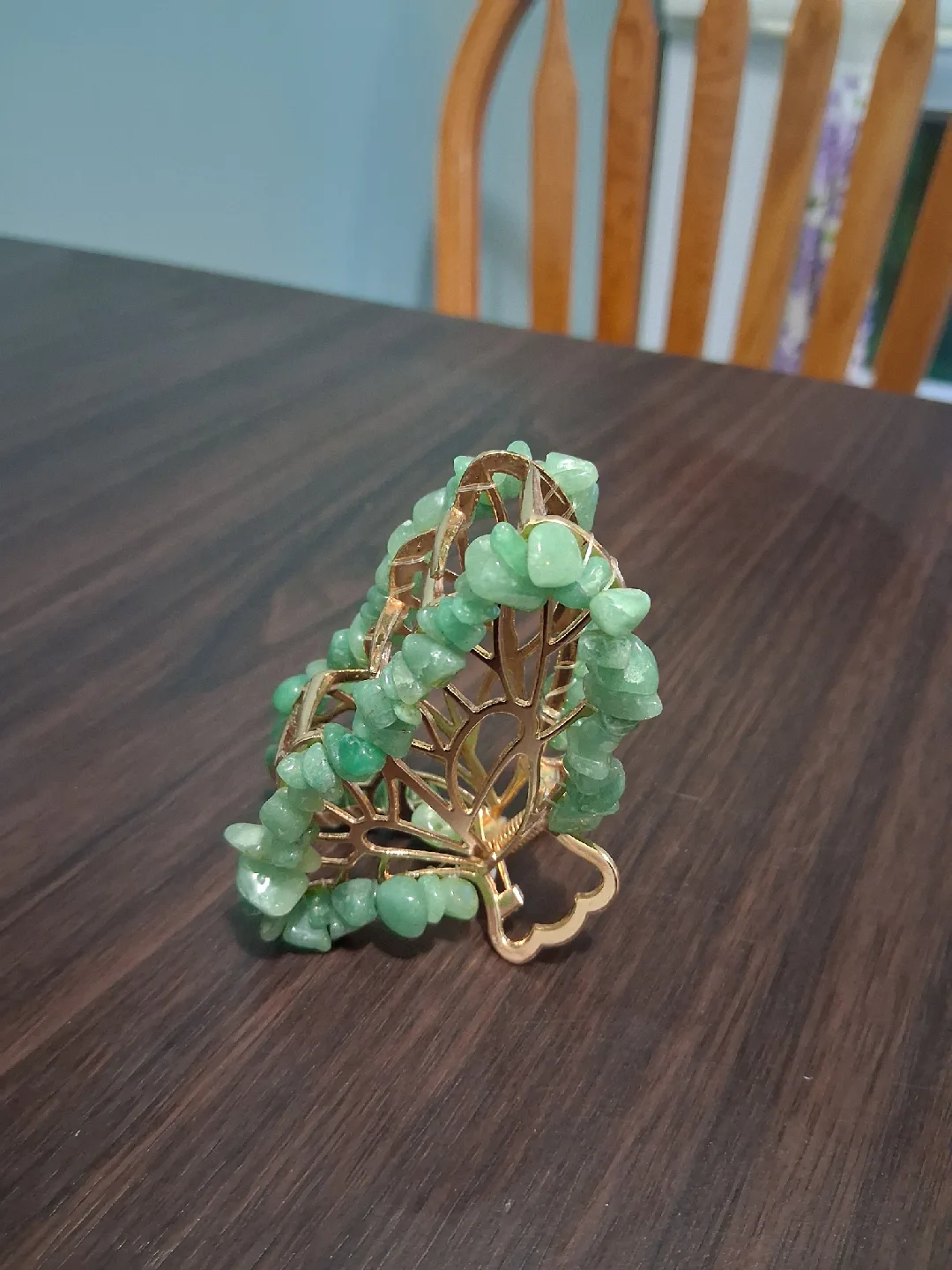 Aventurine Quartz Hair Claw Clip - Green & Gold thumbnail
