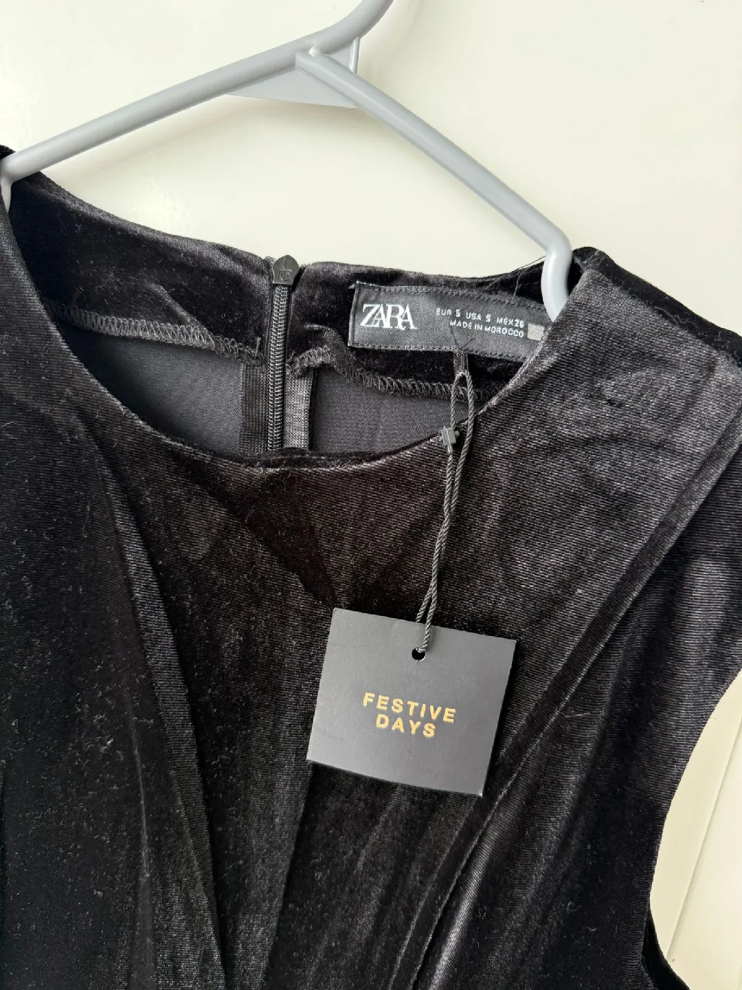 Zara Black Velvet Dress - Size S