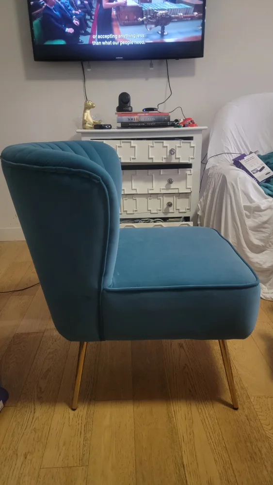 Blue Velvet Accent Chair with Gold Legs image indicator(2)