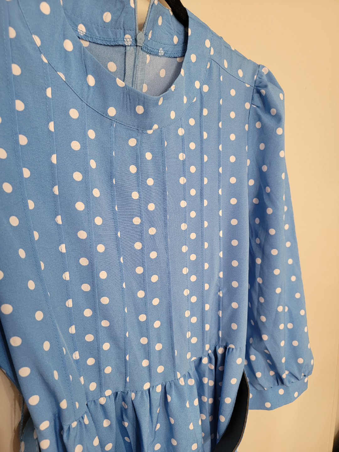 Blue Polka Dot Dress with Belt - photo 4