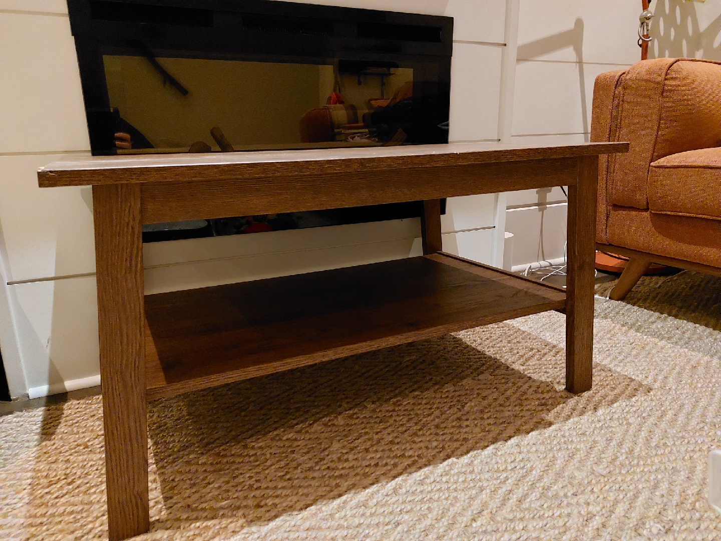 Brown Wood Coffee Table with Shelf