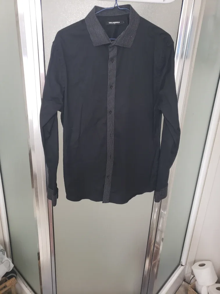 Karl Lagerfeld Paris Black Dress Shirt - Size L thumbnail