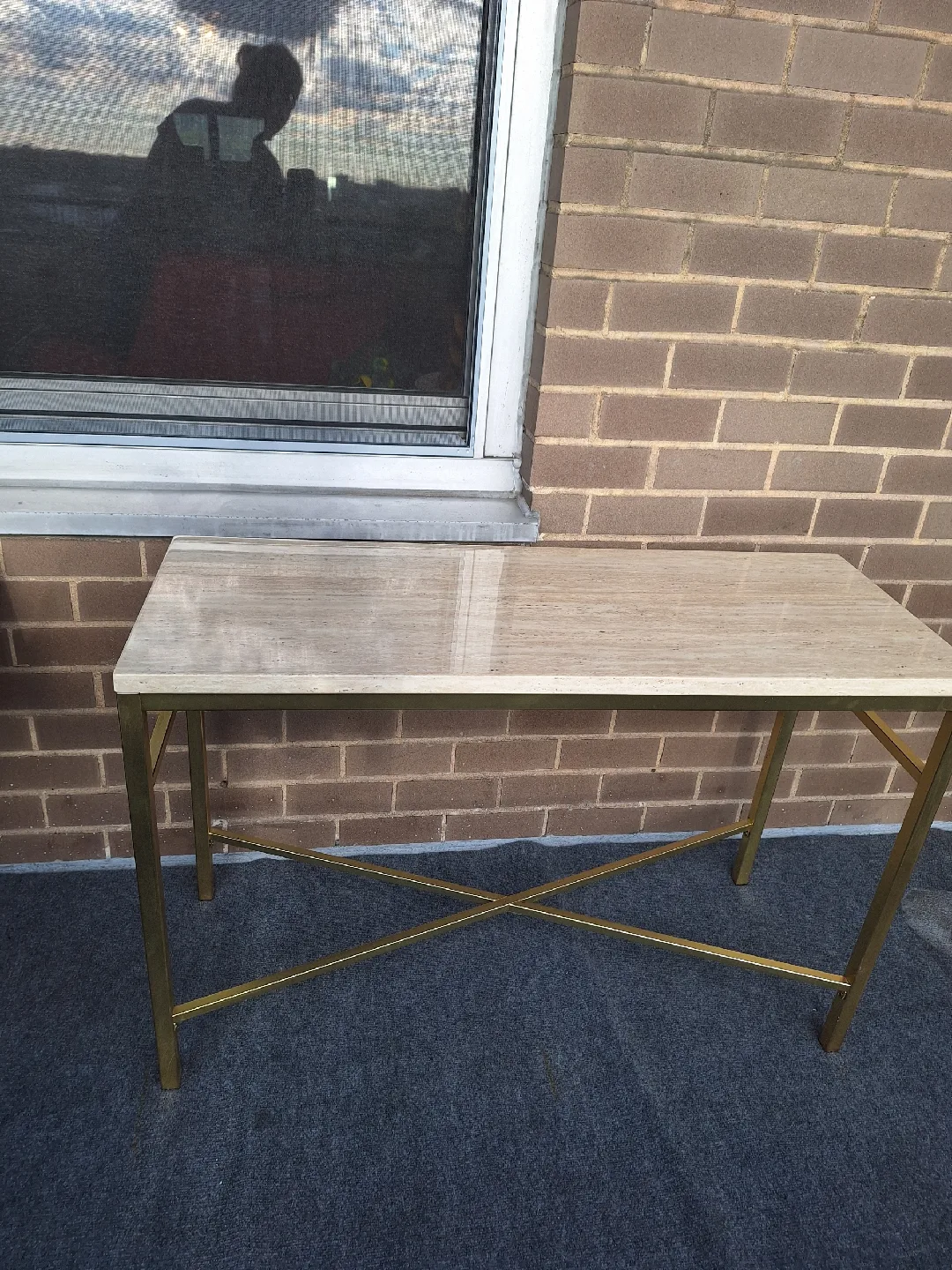 Gold Console Table with Faux Travertine Top image indicator(2)