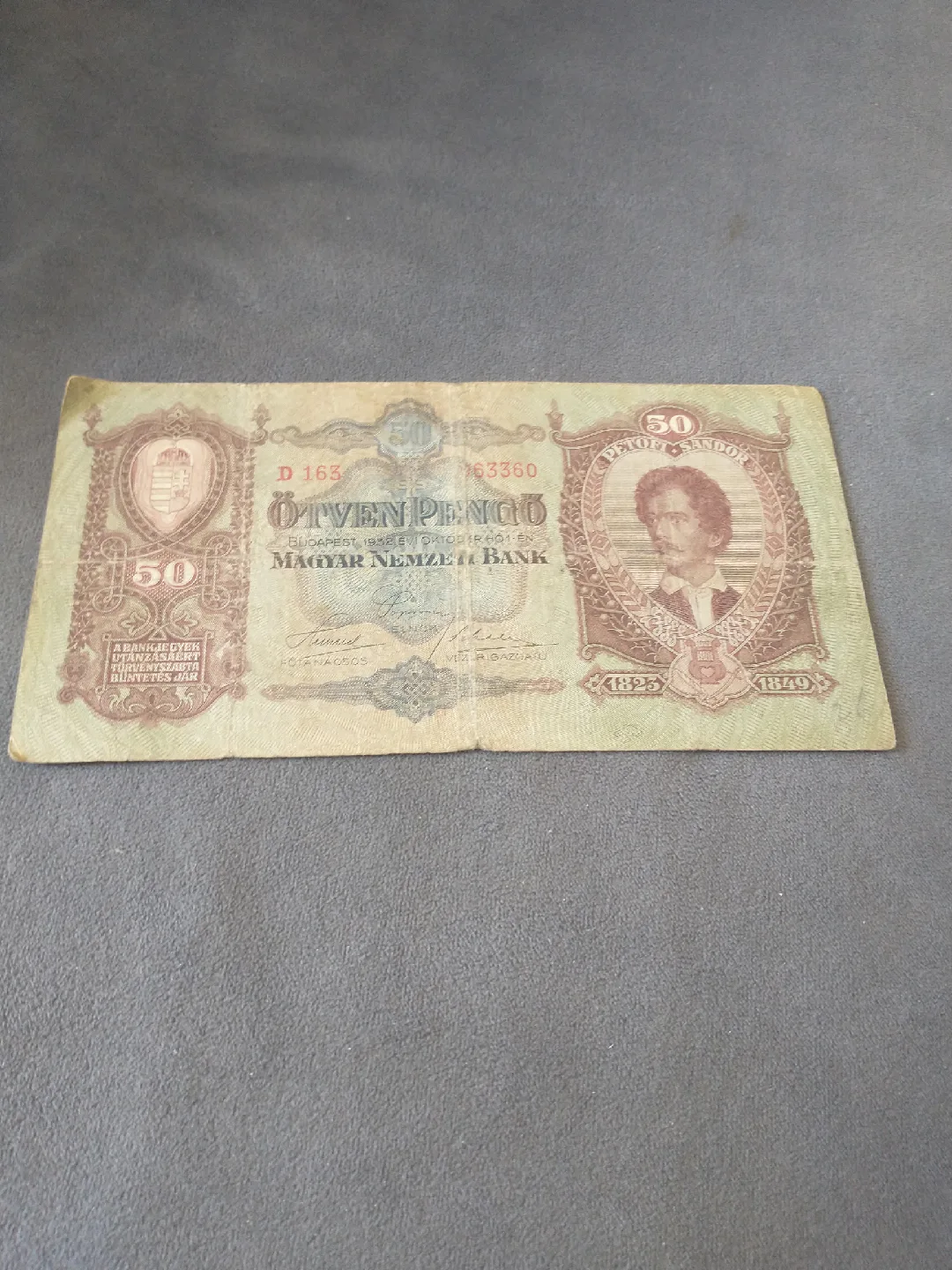 Attractive 1932 Hungary 50 pengo banknote poor/fair thumbnail
