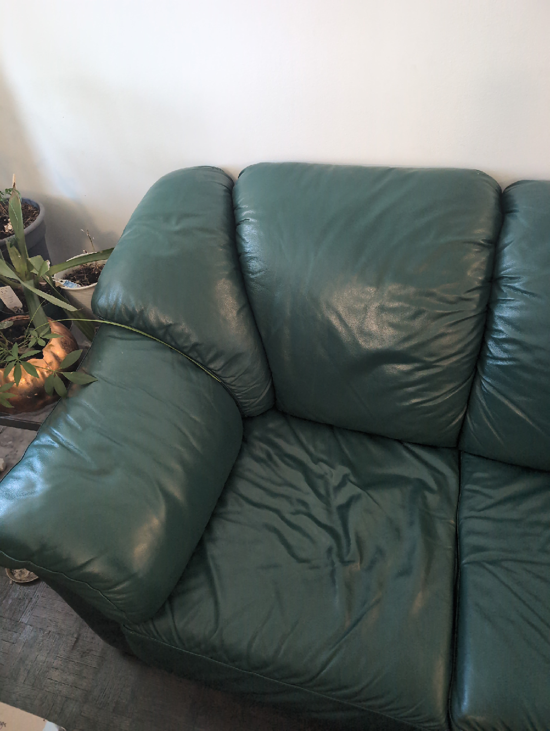 Green Leather Sofa - photo 2