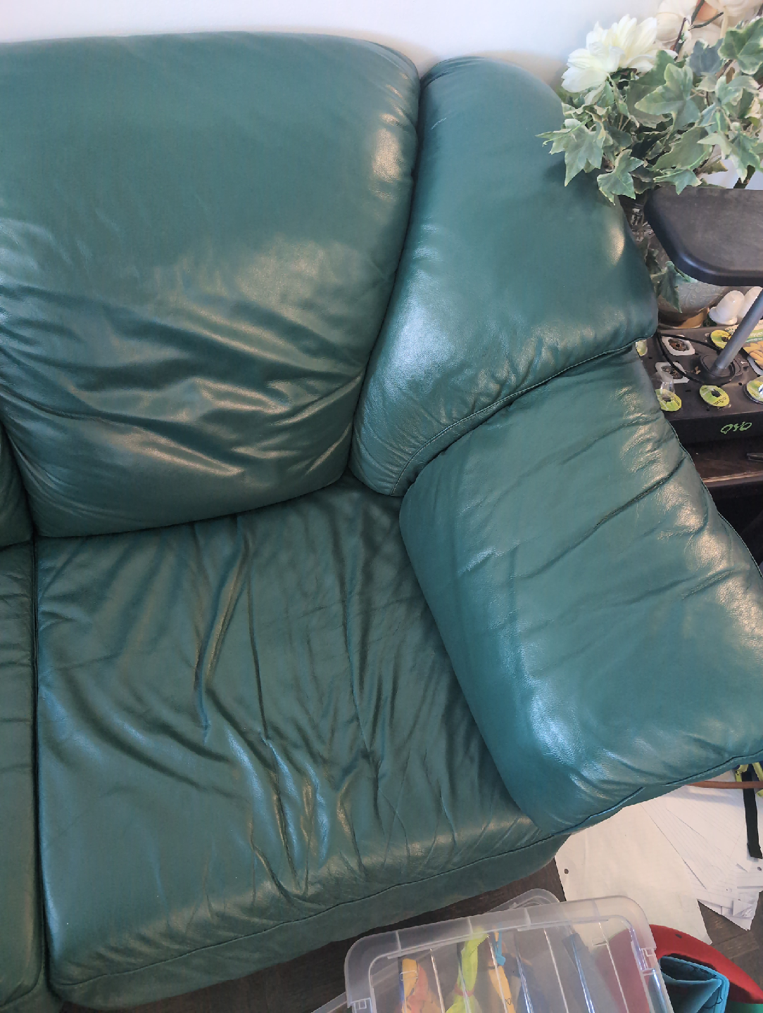 Green Leather Sofa - photo 4