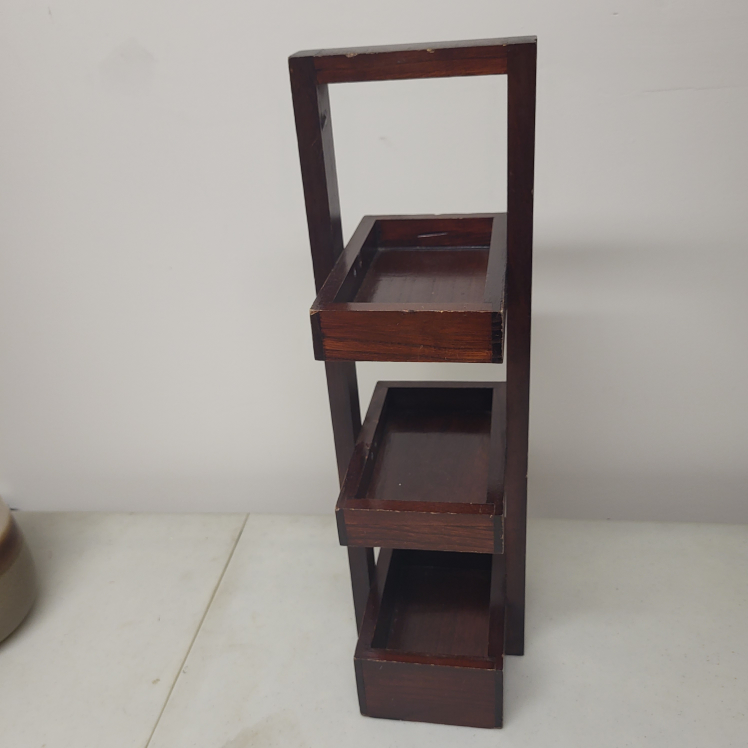 Wooden 3-Tier Shelf - Dark Brown - photo 2