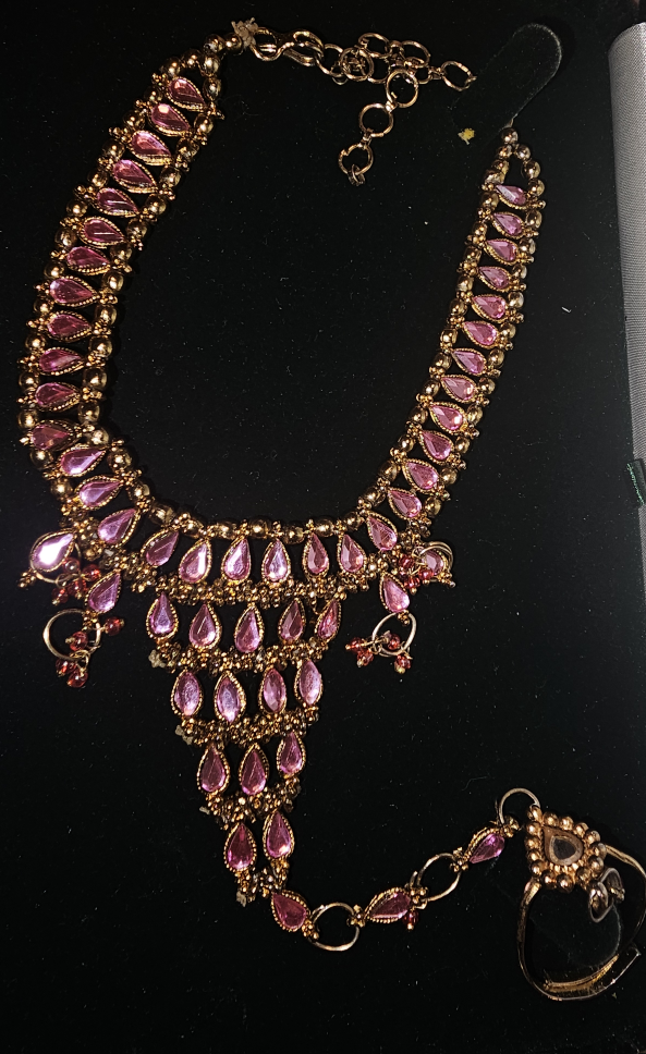 Pink & Gold Hand Chain Bracelet - photo 2