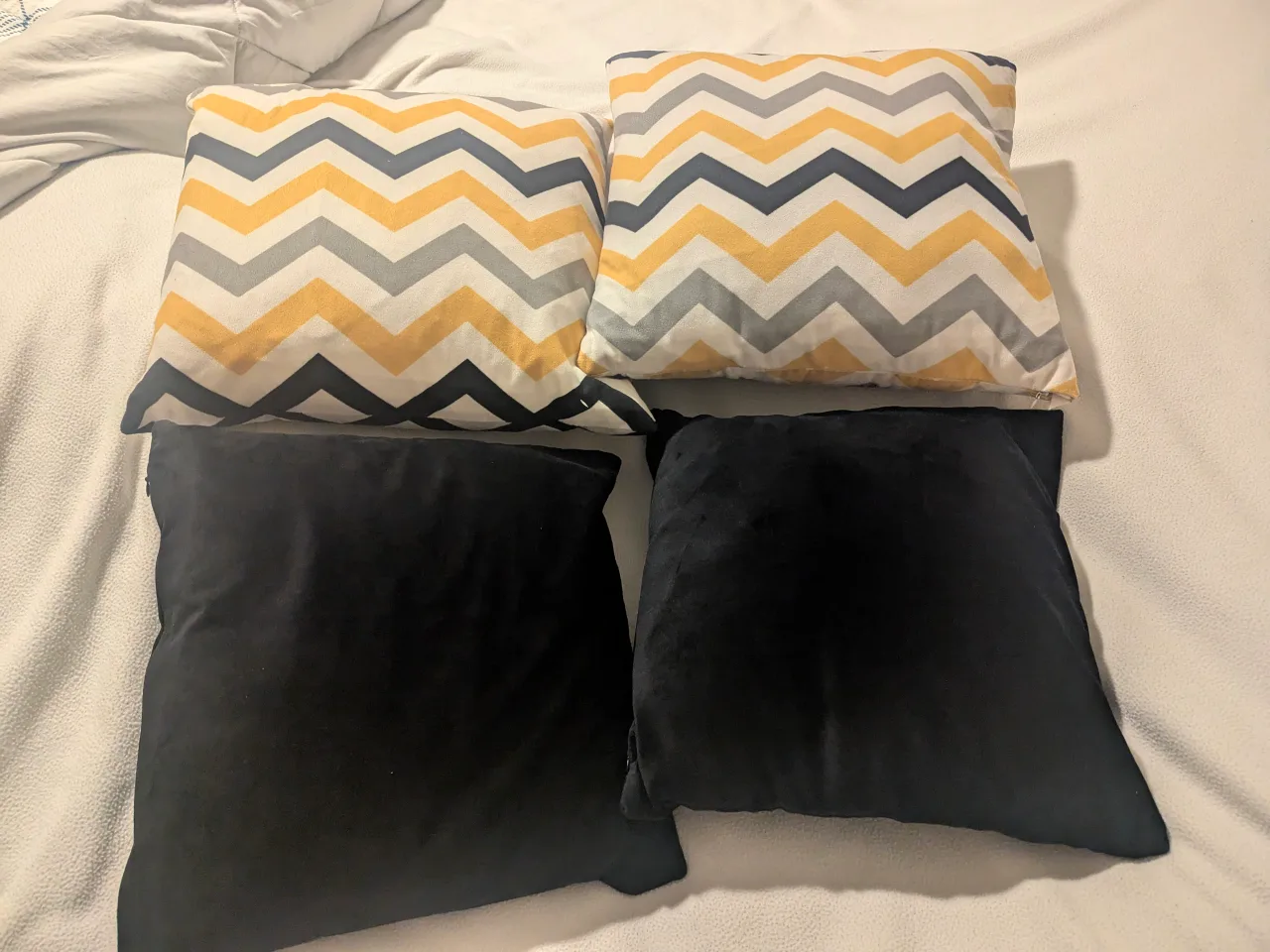 4 Throw Pillows - Black & Chevron Pattern thumbnail