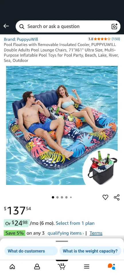 PuppyUWill Pool Floaties Double Adults Lounge Chairs thumbnail