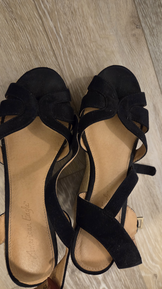 American Eagle Black Wedge Sandals - Size 6